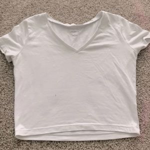 White V neck crop top